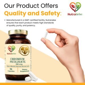 Chromium Picolinate 400mcg- Optimal Blood Sugar Support, 90 Capsules