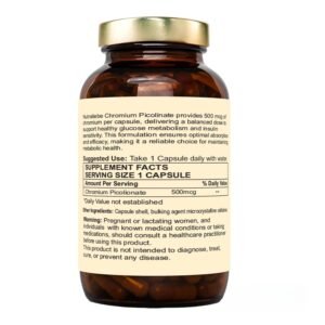 Chromium Picolinate 400mcg- Optimal Blood Sugar Support, 90 Capsules