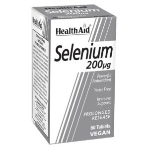 HealthAid Selenium Supplement | Yeast-Free Antioxidant for Immune Support | Selenium for Thyroid Support & Heart Health | Thyroid Health Supplement for Women & Men | 60 Vegan...