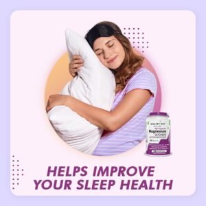 HealthyHey Nutrition Magnesium Glycinate Supplement High Absorption for Sleep, Cramps, & Nerves Health -120 Vegetable Capsules