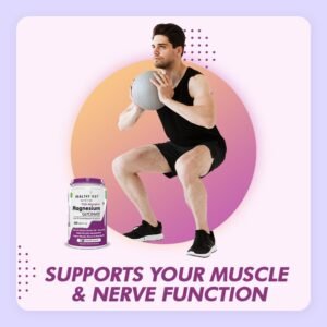 HealthyHey Nutrition Magnesium Glycinate Supplement High Absorption for Sleep, Cramps, & Nerves Health -120 Vegetable Capsules