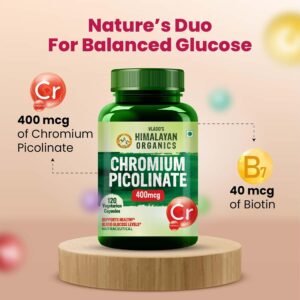Vlado’s Himalayan Organics Chromium Picolinate 400mcg | Supports Healthy Blood Sugar Level | Healthy Heart | Essential For Weight Management - 120 Veg Capsule