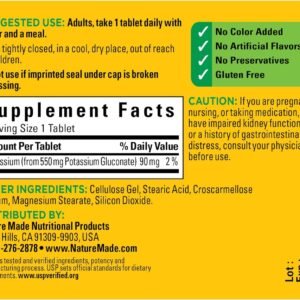 Nature Made Potassium Gluconate 550mg, 100 tablets